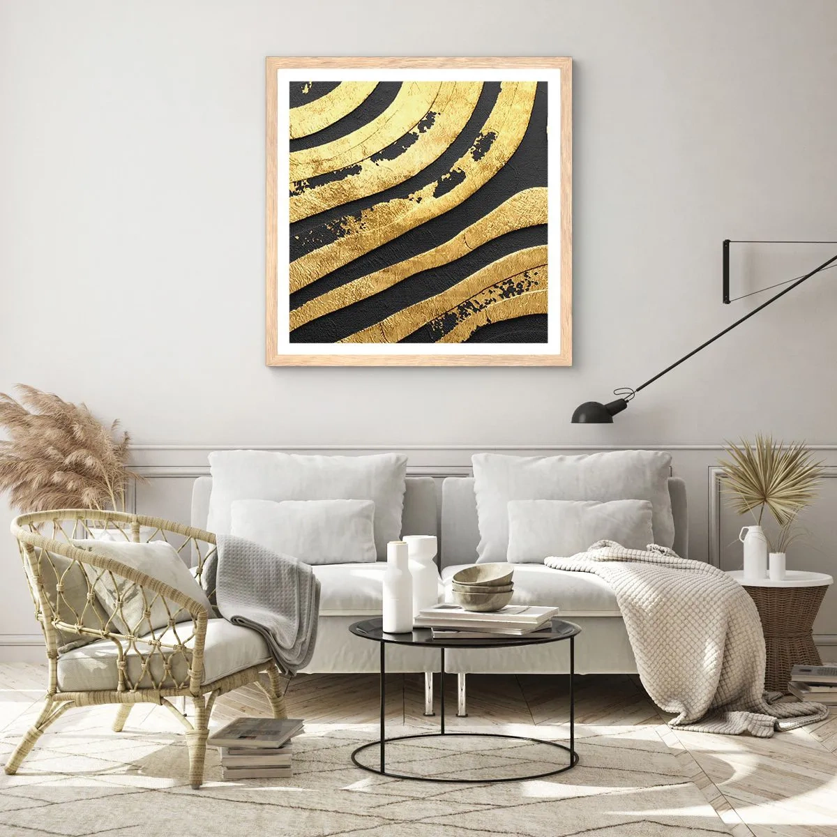 Affiche dans un chêne clair - Poster - Tout coule - 50x50 cm