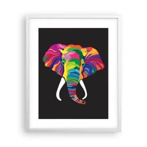 Affiche dans un cadre blanc - Poster - L'éléphant qui aimait se baigner dans un arc-en-ciel - 40x50 cm