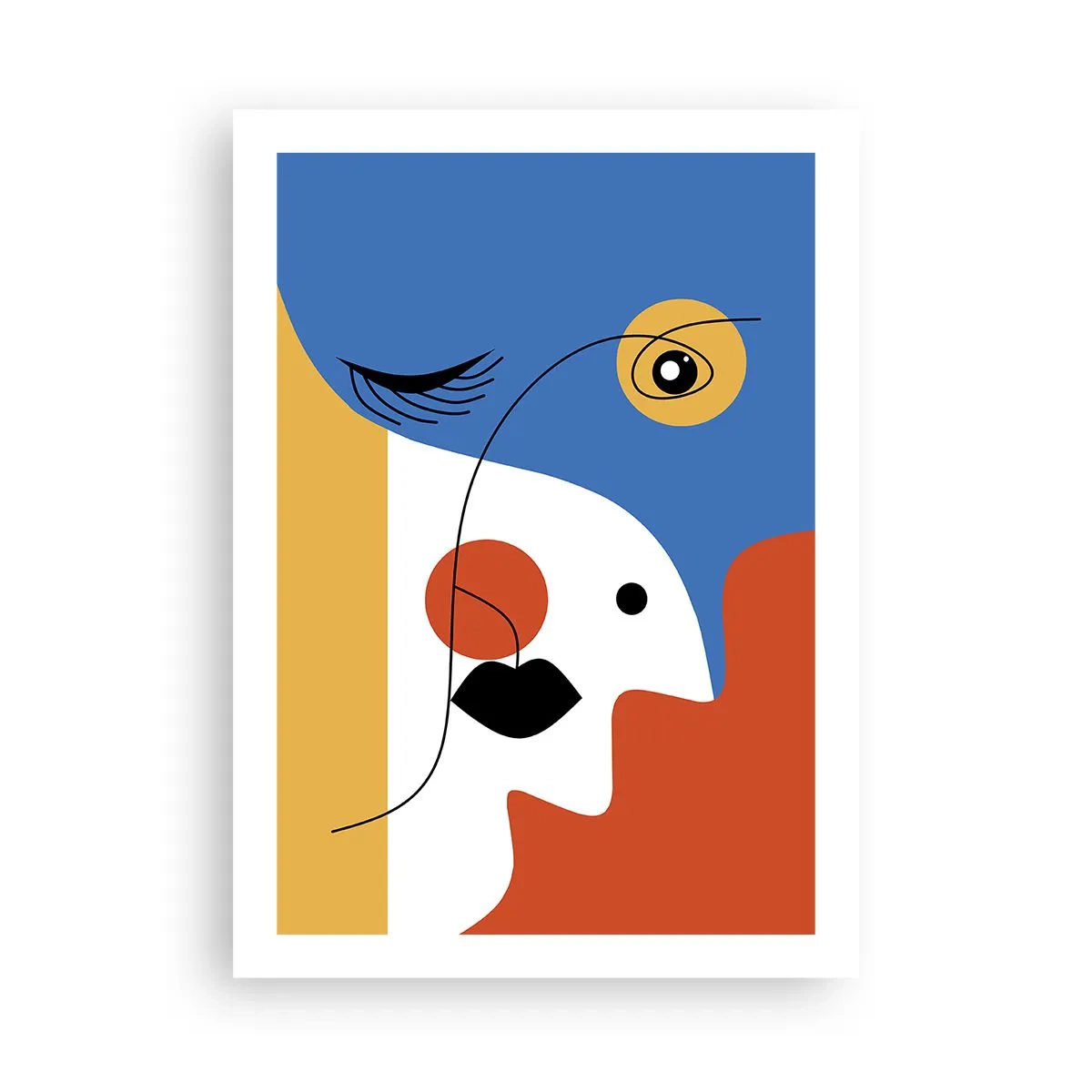 Affiche - Poster - Un portrait cubiste aux couleurs vives - 50x70cm - Portrait déconstruit - Décoration murale moderne pour le salon et la chambre ARTTOR