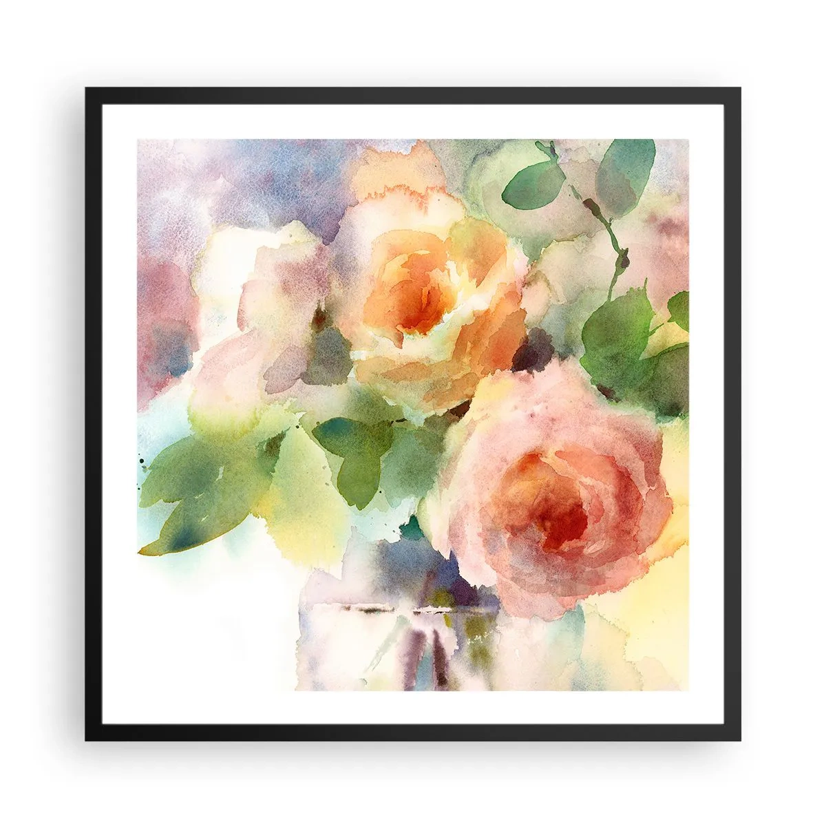 Affiche dans un cadre noir - Poster - Délicat comme l'aquarelle - 60x60 cm