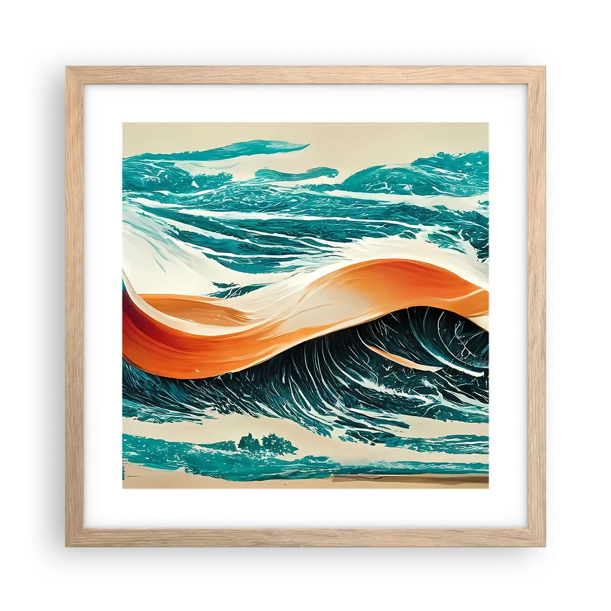 Affiche dans un chêne clair - Poster - Le rêve d'un surfeur - 40x40 cm
