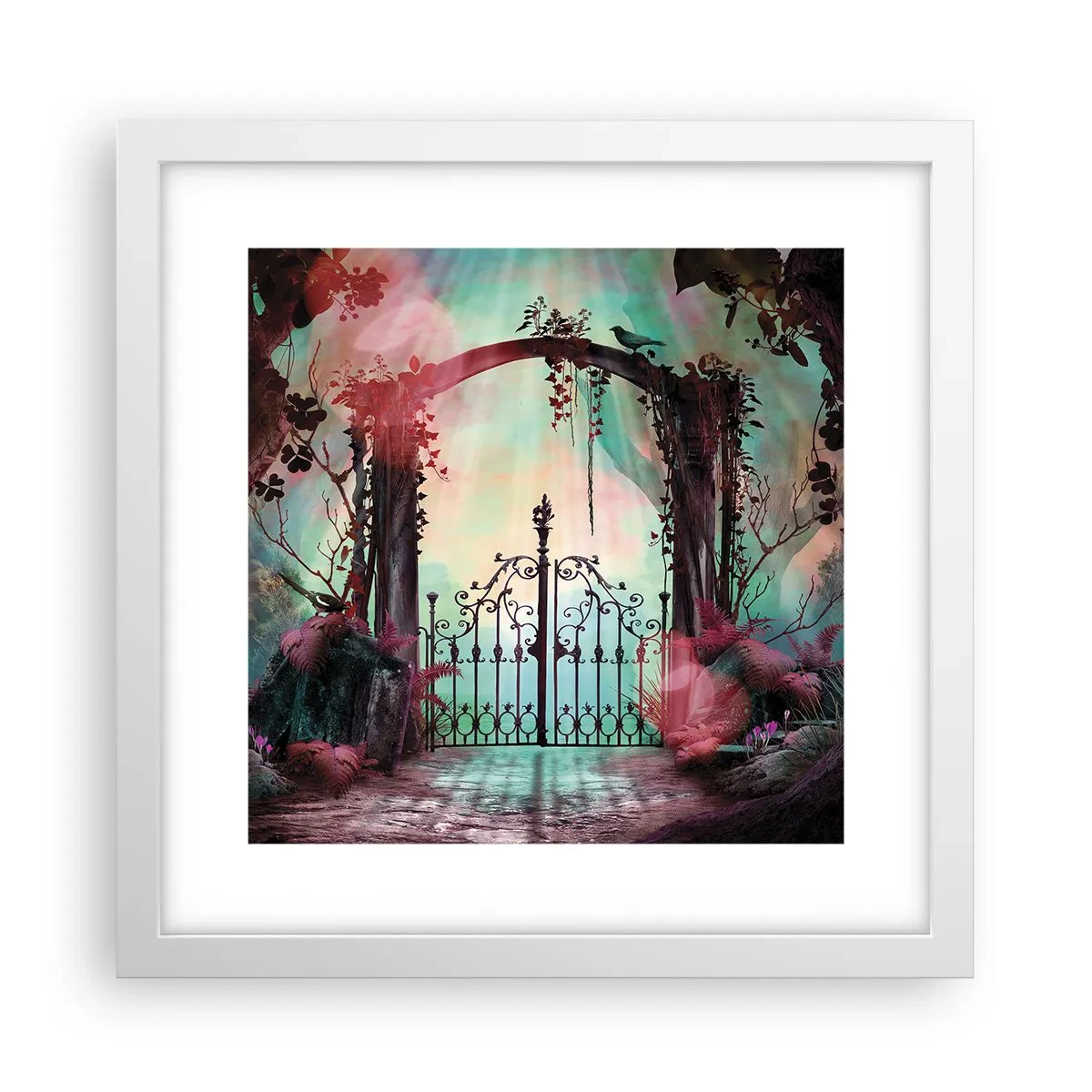 Affiche dans un cadre blanc - Poster - Jardin secret - 30x30 cm