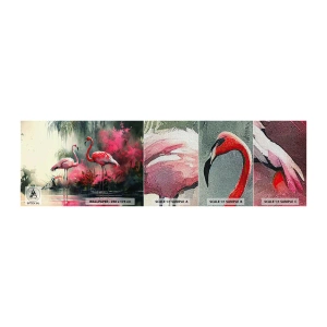 Échantillon de Papier Peint Premium Canvas - Une leçon de grâce naturelle - Flamants roses, Morceau, Paysage - 100x30 cm