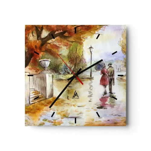 Horloge murale - Pendule murale - Automne romantique dans le parc - 40x40 cm