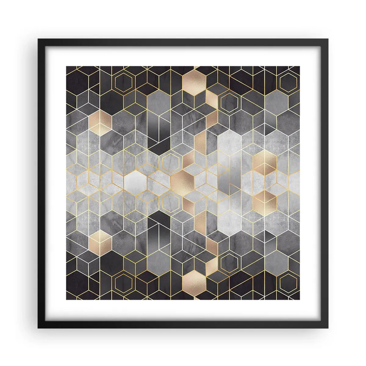 Affiche dans un cadre noir - Poster - Composition de diamants - 50x50 cm