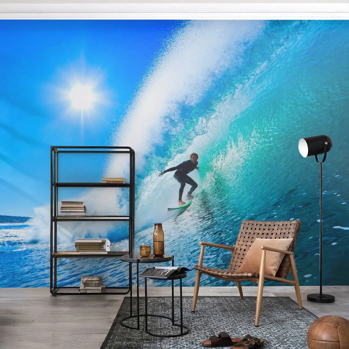 Papier Peint Photo Standard Eco - A travers le grand ciel bleu - sport, Surfeur, Mer - 400x280 cm