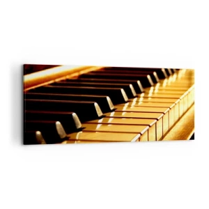 Impression sur toile - Image sur toile - Clavier de piano sous un éclairage doré - 120x50cm - Des possibilités infinies - Décoration murale moderne pour le salon et la chambre ARTTOR