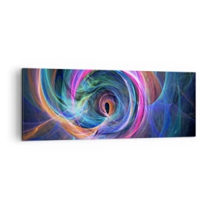 Impression sur toile - Image sur toile - Un tourbillon abstrait de couleurs dans des tons de violet, de rose et de bleu. - 140x50cm - Où m'emmènes-tu ? - Décoration murale moderne pour le salon et la chambre ARTTOR