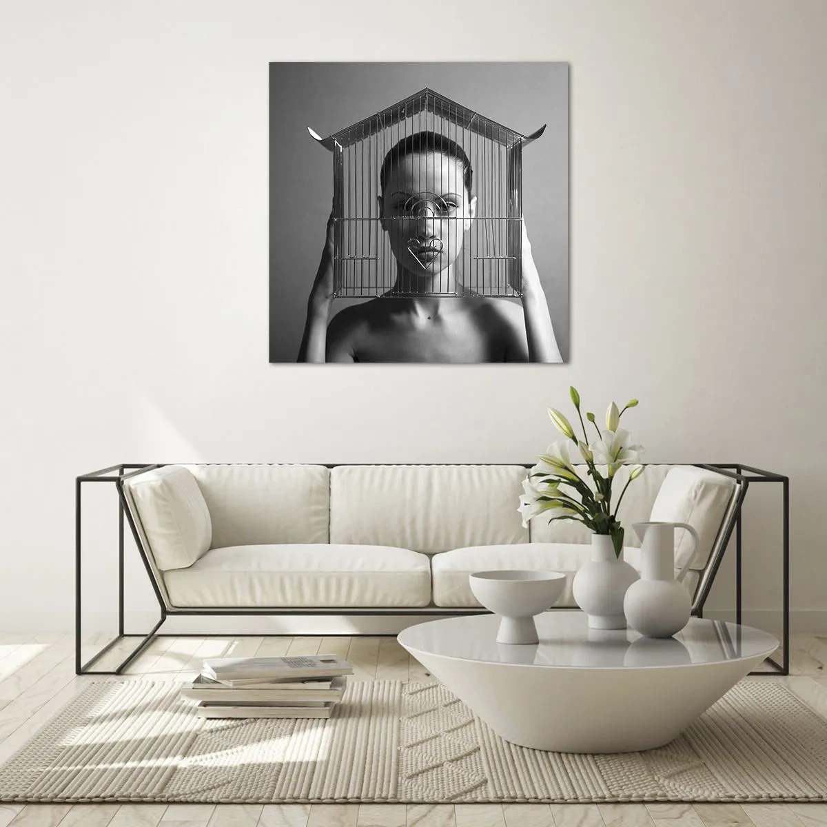 Impression sur verre - Image sur verre - Portrait un peu surréaliste - 50x50 cm