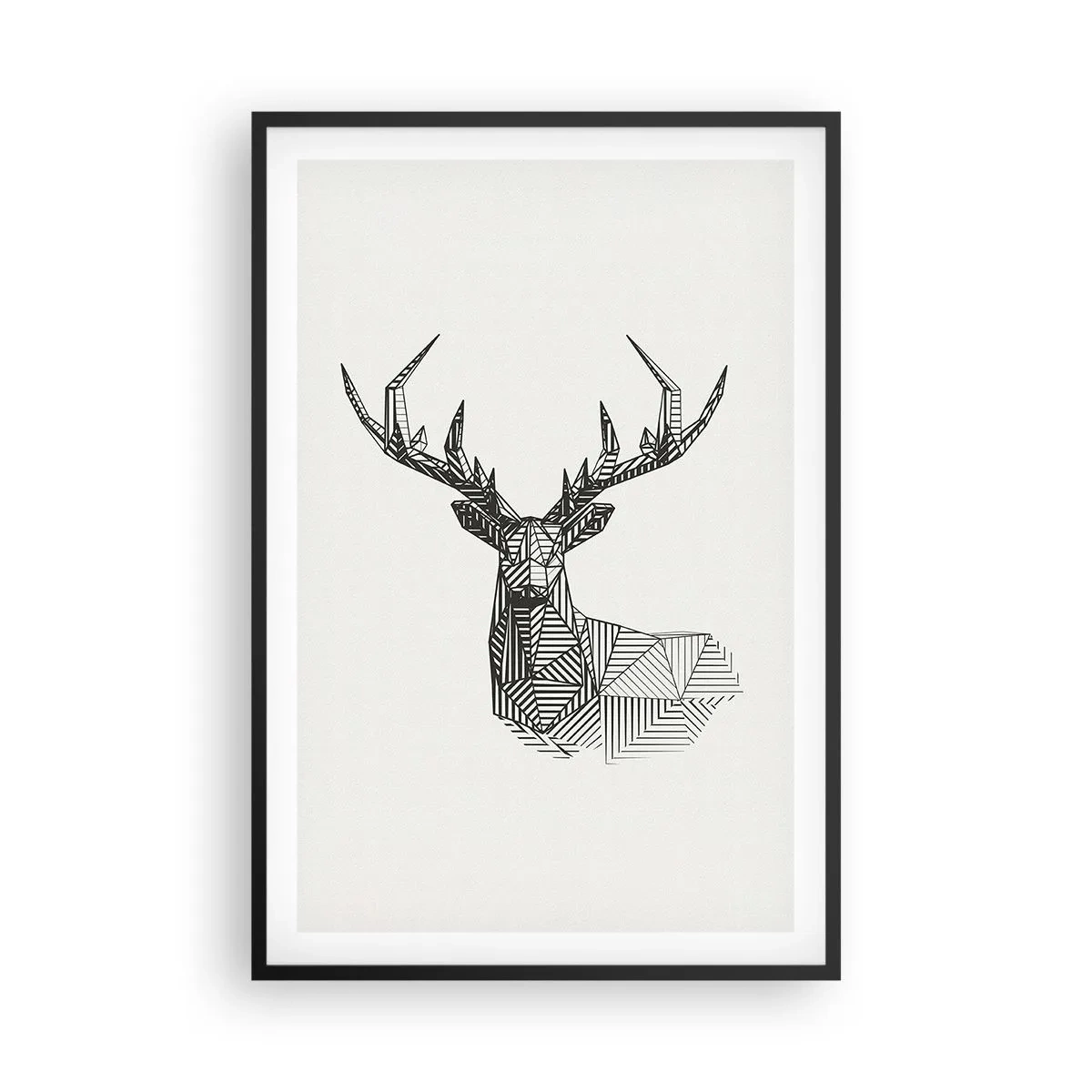 Affiche dans un cadre noir - Poster - Cerf dans un style cubique - 61x91 cm