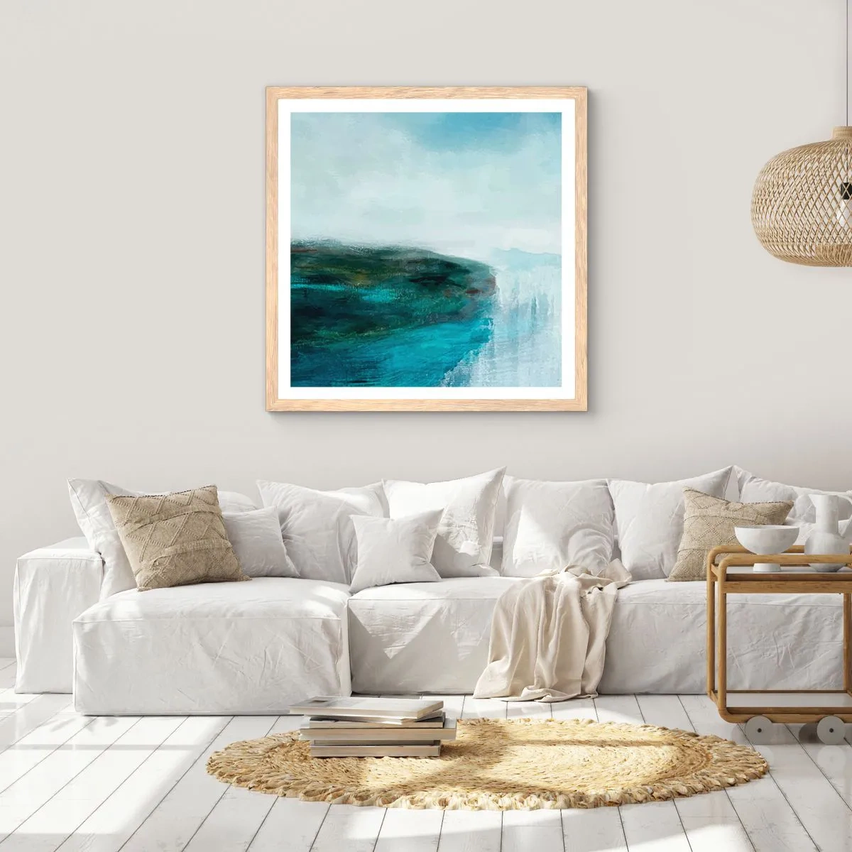 Affiche dans un chêne clair - Poster - Abstraction nautique - 40x40 cm