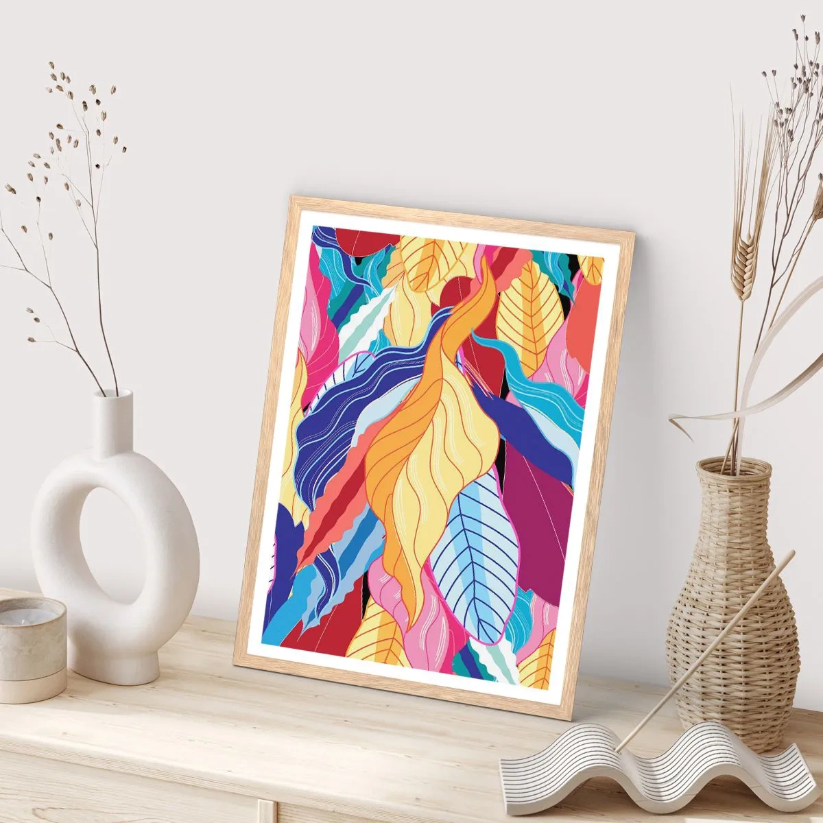 Affiche dans un chêne clair - Poster - Un désordre coloré - 70x100 cm