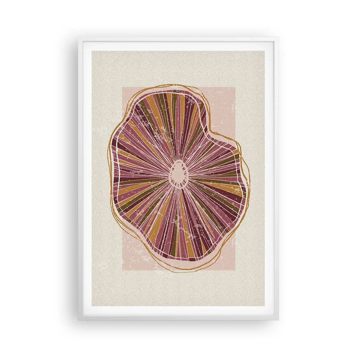 Affiche dans un cadre blanc - Poster - Abstraction rayonnante - 70x100 cm