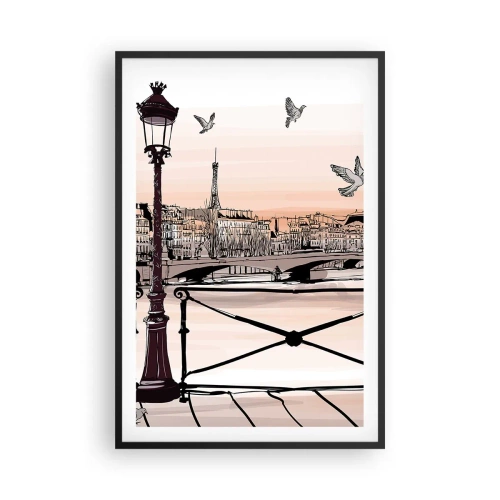 Affiche dans un cadre noir - Poster - Sur les toits de Paris - 61x91 cm