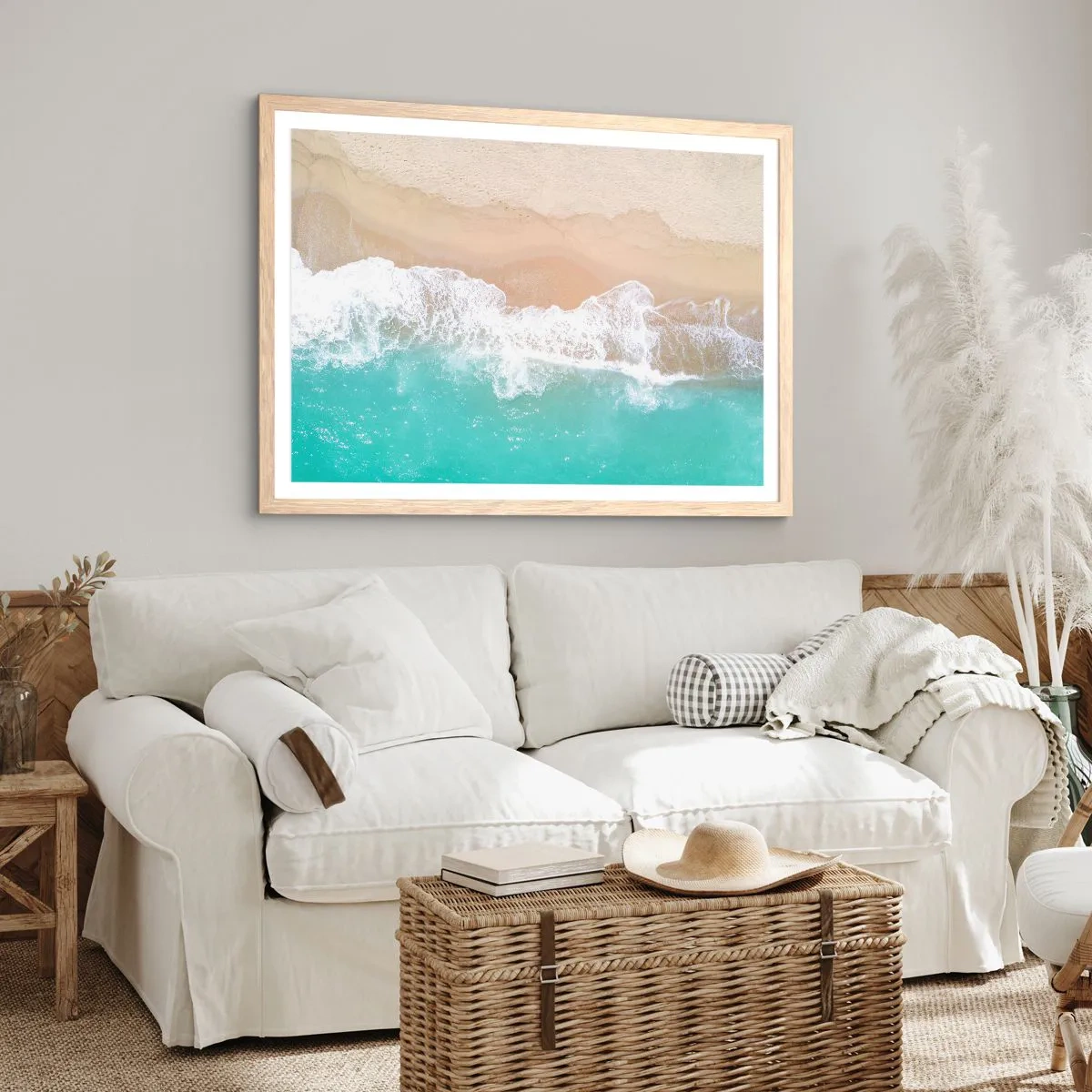 Affiche dans un chêne clair - Poster - Caresse de l'océan - 91x61 cm