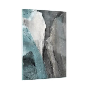 Impression sur verre - Image sur verre - Une représentation abstraite de roches et de glace dans une palette de couleurs froides. - 50x70cm - Résumé : roches et glace - Décoration murale moderne pour le salon et la chambre ARTTOR