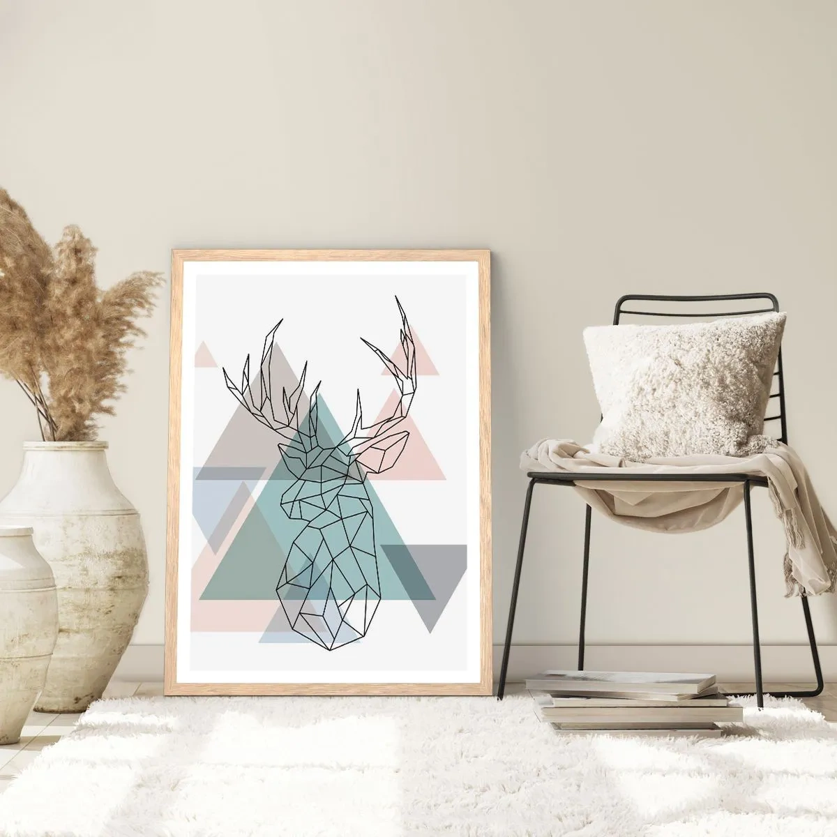 Affiche dans un chêne clair - Poster - Dans une forêt géométrique - 61x91 cm