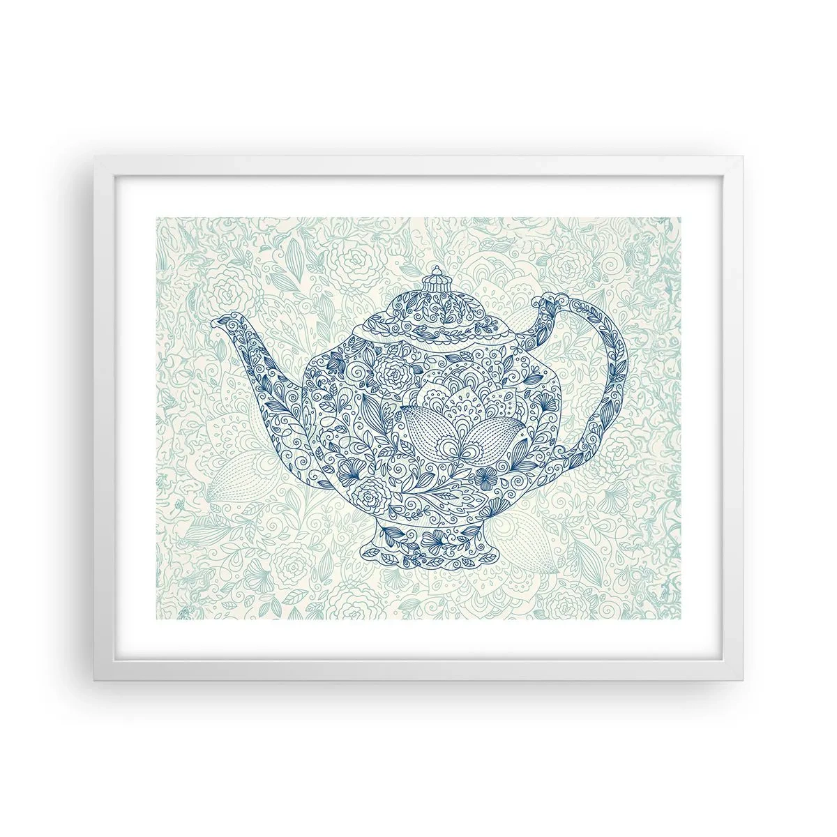 Affiche dans un cadre blanc - Poster - Le charme du thé - 50x40 cm
