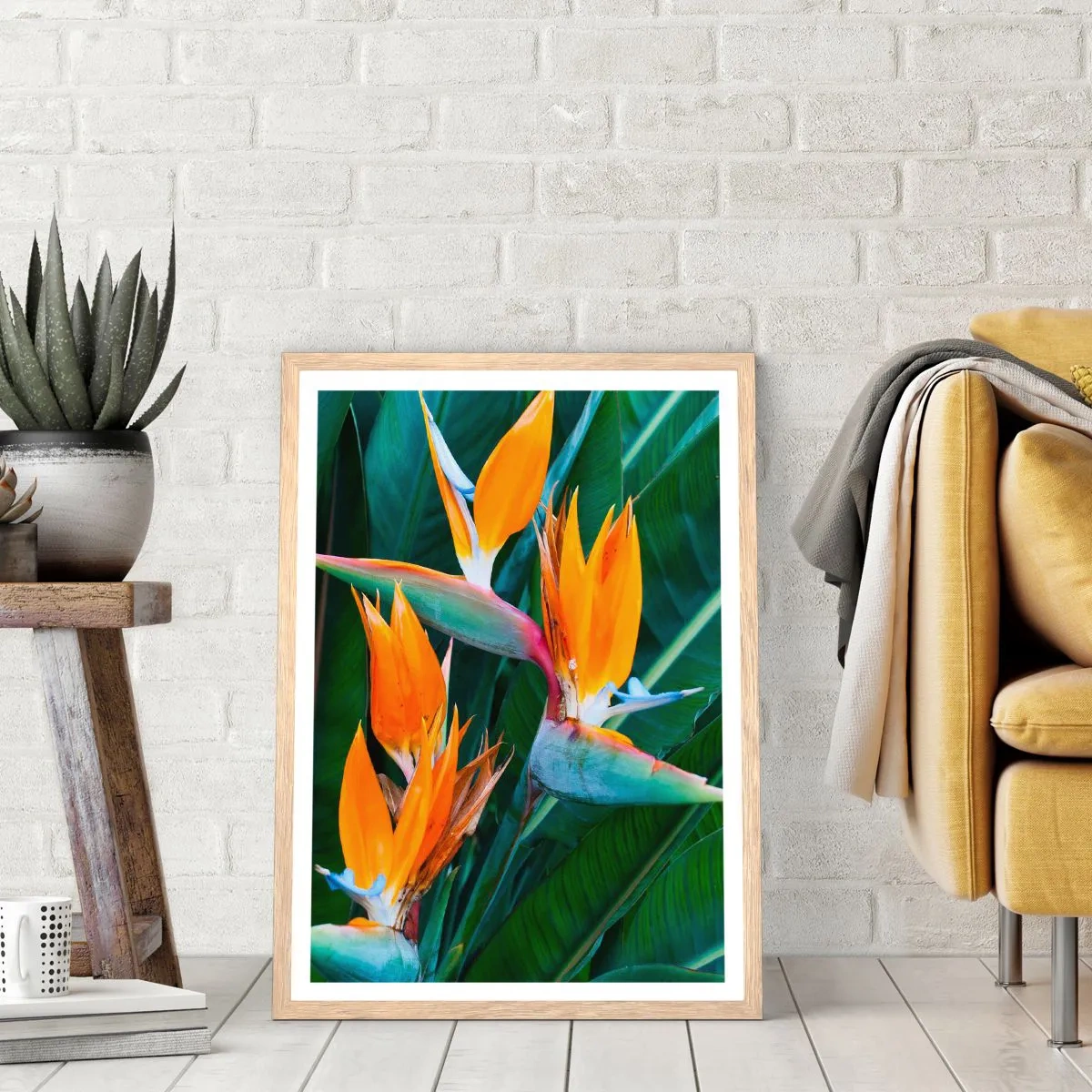 Affiche dans un chêne clair - Poster - Est-ce une fleur, est-ce un oiseaux? - 70x100 cm