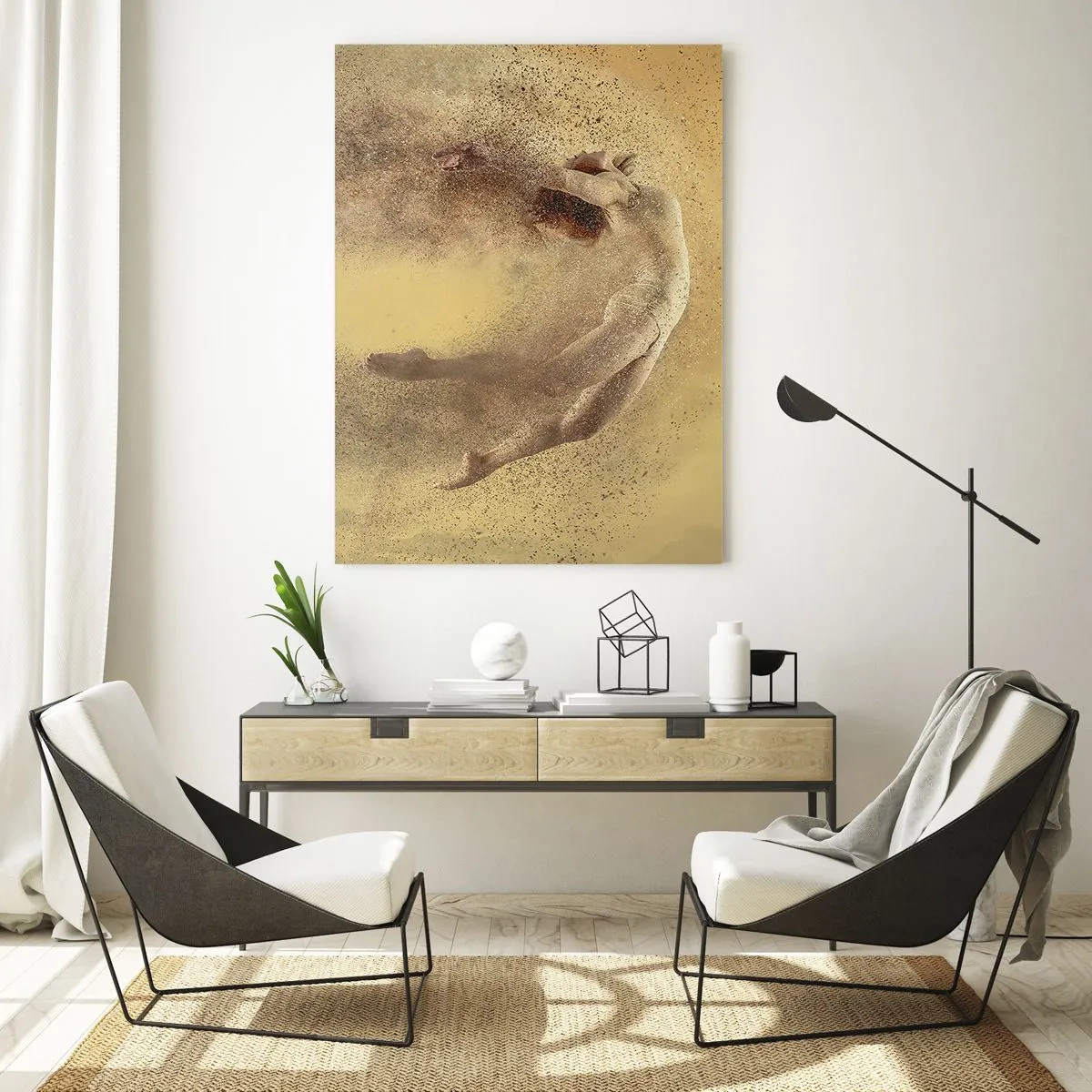 Impression sur verre - Image sur verre - Une figure en mouvement dynamique avec un effet de désintégration - 70x100cm - Dans le ravissement de la danse - Décoration murale moderne pour le salon et la chambre ARTTOR