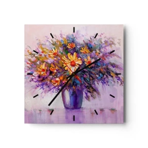 Horloge murale - Pendule murale - Un bouquet de fleurs dans un vase sur fond pastel - 30x30cm - Ça sent bon, ça a l'air doux - Décoration murale moderne pour le salon et la chambre ARTTOR