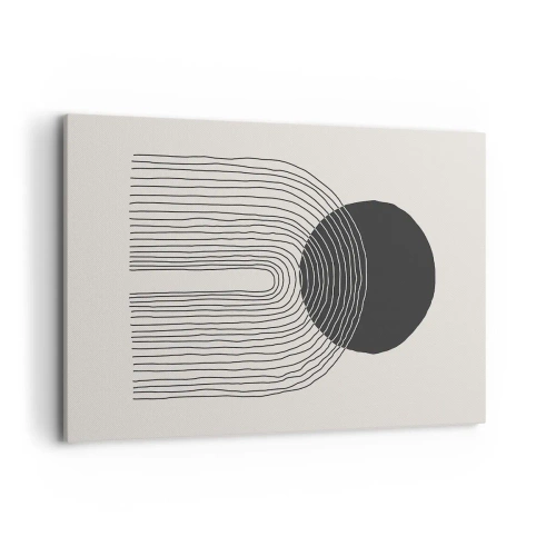 Impression sur toile - Image sur toile - Motif abstrait avec des lignes et un cercle noir sur un fond clair - 120x80cm - Tremblement et confiance - Décoration murale moderne pour le salon et la chambre ARTTOR