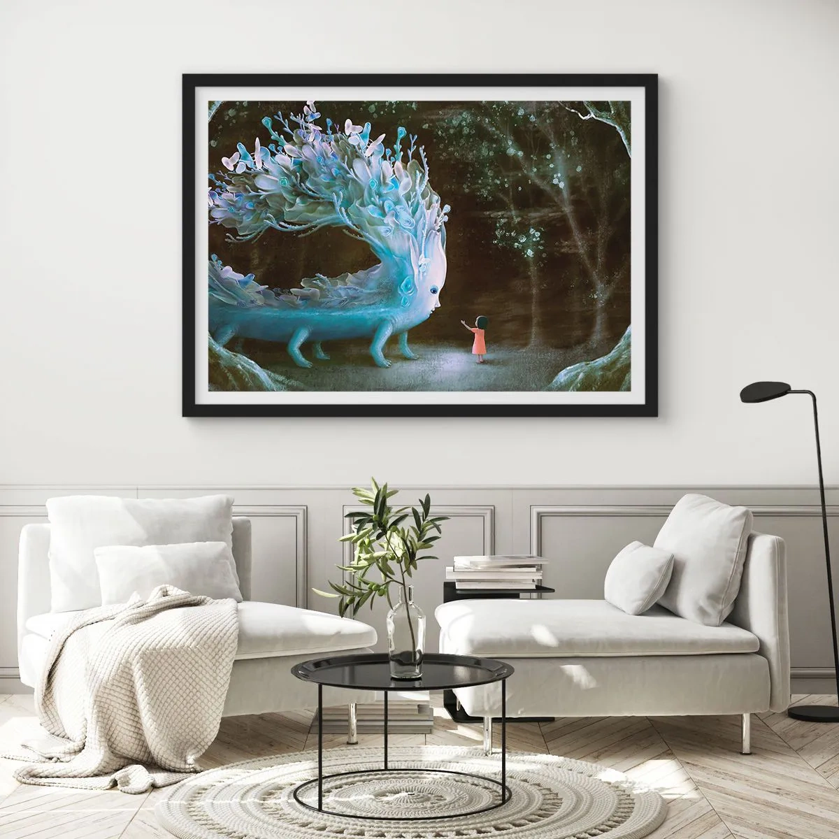 Affiche dans un cadre noir - Poster - Une rencontre fantastique - 50x40 cm