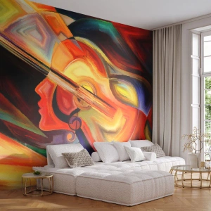 Papier Peint Autocollant Deluxe Sticker - Tout va bien - Abstraction, Visage de femme, Violon - 500x350 cm