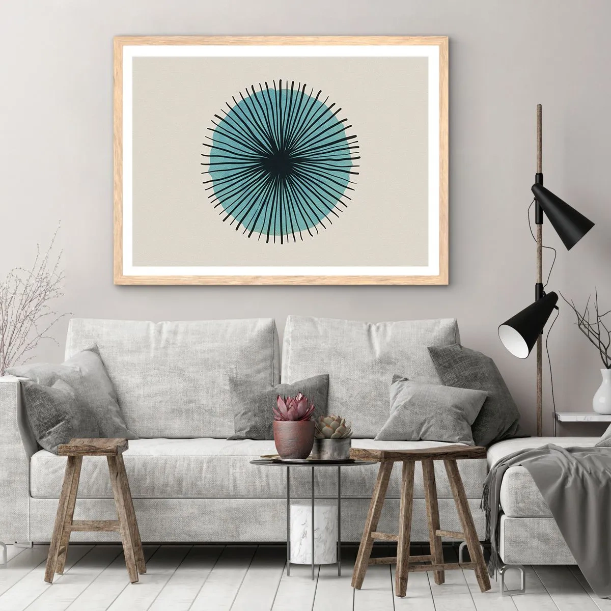 Affiche dans un chêne clair - Poster - Rayonnant dans l'azur - 70x50 cm