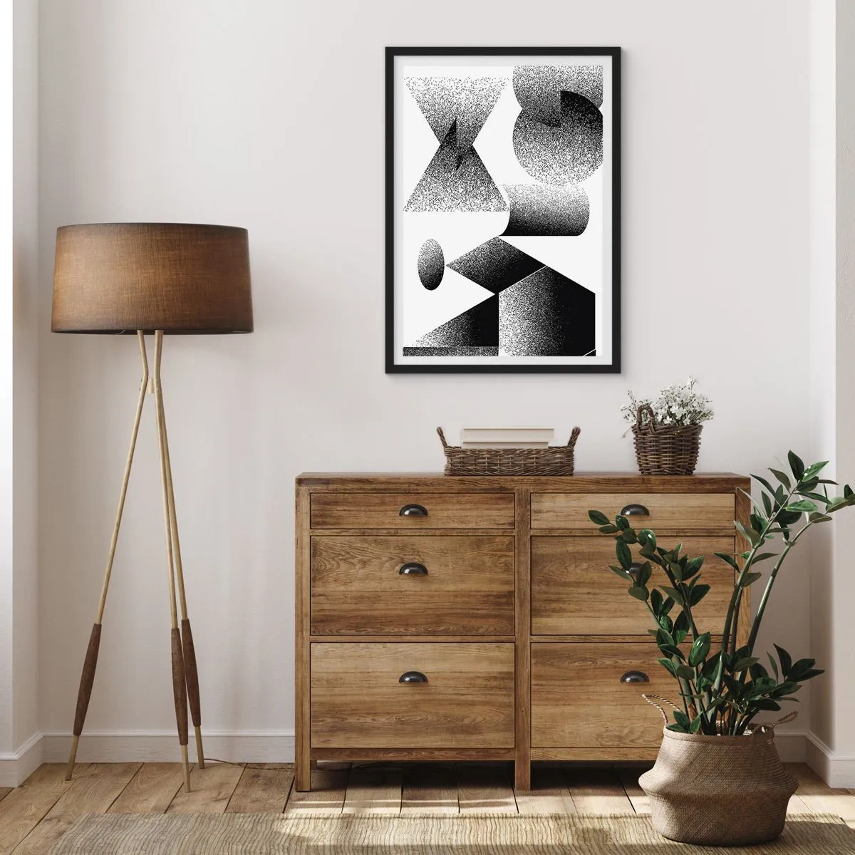 Affiche dans un cadre noir - Poster - Angles et ovales - 40x50 cm