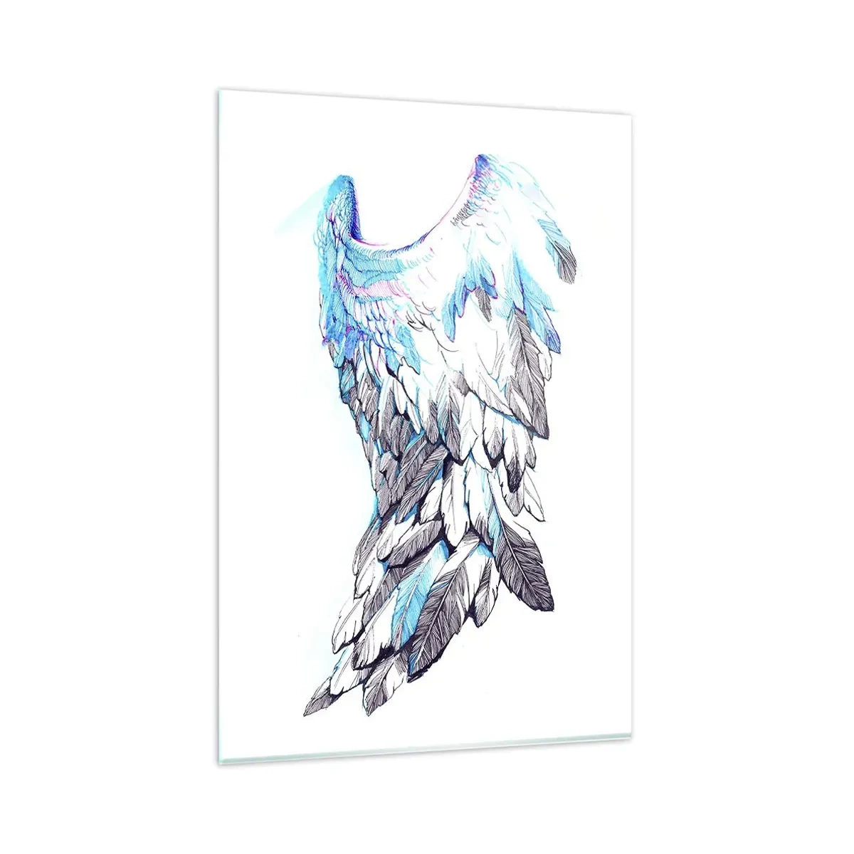 Impression sur verre - Image sur verre - Ailes d'ange délicates aux tons pastel - 80x120cm - j'ai besoin d'ailes - Décoration murale moderne pour le salon et la chambre ARTTOR