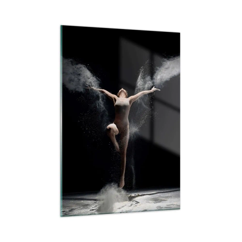 Impression sur verre - Image sur verre - Une danseuse dans des nuages de poudre sur fond noir - 50x70cm - Les elfes existent - Décoration murale moderne pour le salon et la chambre ARTTOR