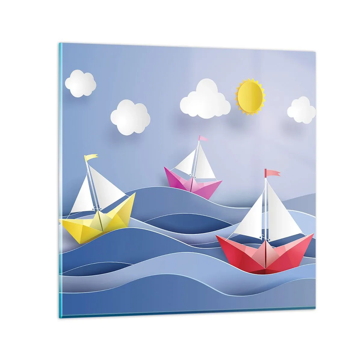 Impression sur verre - Image sur verre - Ah qu'il est agréable de se balancer dans les vagues - 60x60 cm