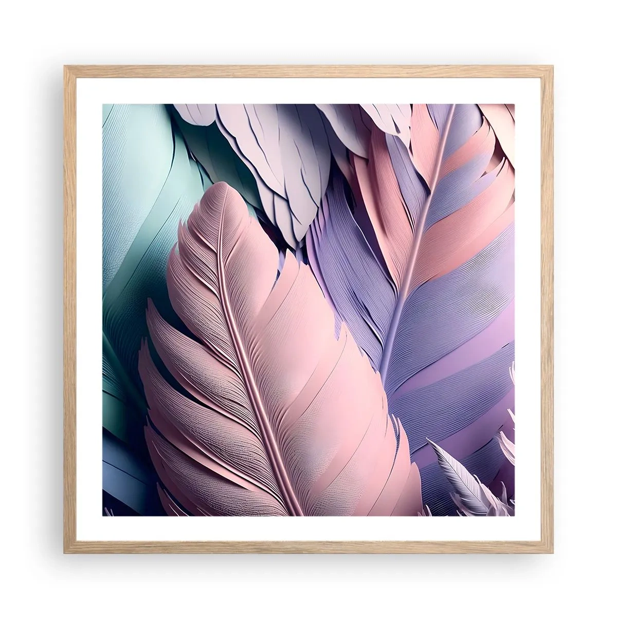 Affiche dans un chêne clair - Poster - Oiseau chic - 60x60 cm