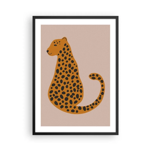 Affiche dans un cadre noir - Poster - Guépard minimaliste sur fond beige - 50x70cm - La panthère est un motif à la mode - Décoration murale moderne pour le salon et la chambre ARTTOR