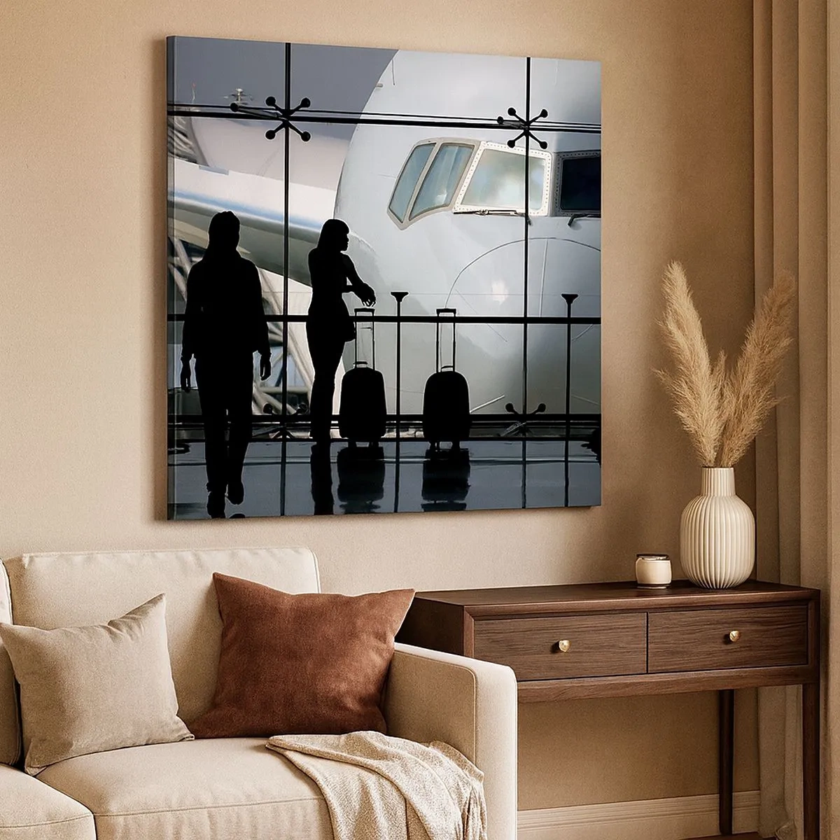 Impression sur toile - Image sur toile - Vis-à-vis de l'aéroport - 30x30 cm