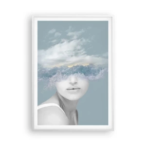 Affiche dans un cadre blanc - Poster - La tête dans les nuages - 70x100 cm