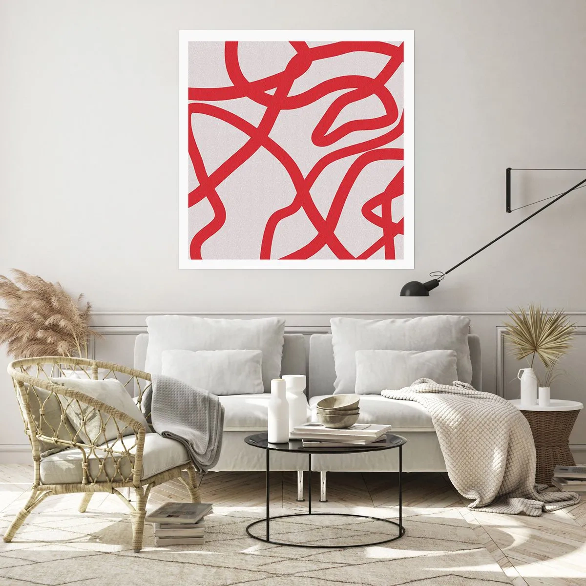 Affiche - Poster - Rouge sur blanc - 40x40 cm