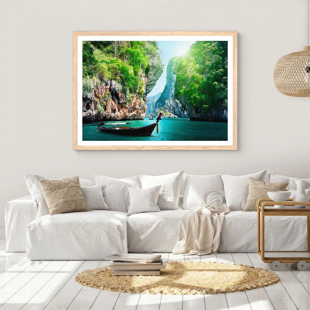 Affiche dans un chêne clair - Poster - Une invitation à un voyage exotique - 100x70 cm