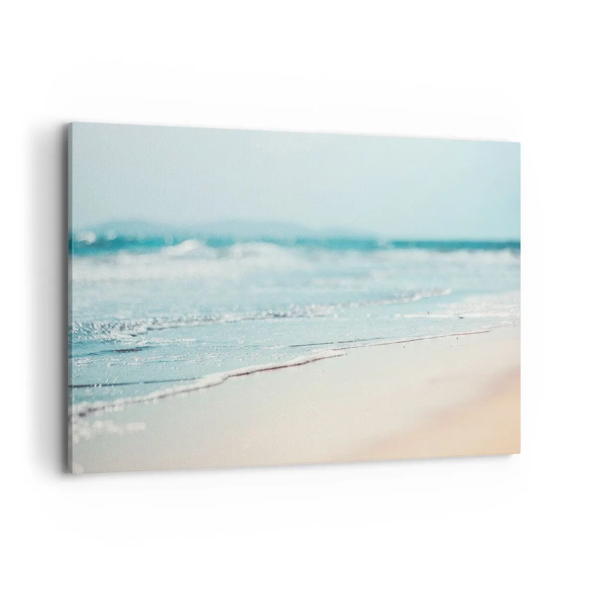 Impression sur toile - Image sur toile - Douces vagues de l'océan sur une plage de sable - 100x70cm - Chaleur et bruissement - Décoration murale moderne pour le salon et la chambre ARTTOR