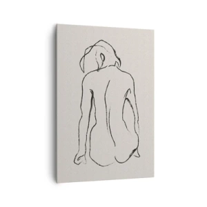 Impression sur toile - Image sur toile - Un croquis subtil de la silhouette d'une fille de dos - 70x100cm - Femme nue - Décoration murale moderne pour le salon et la chambre ARTTOR