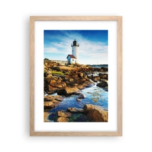 Affiche dans un chêne clair - Poster - Revenez heureux, j'attends - 30x40 cm