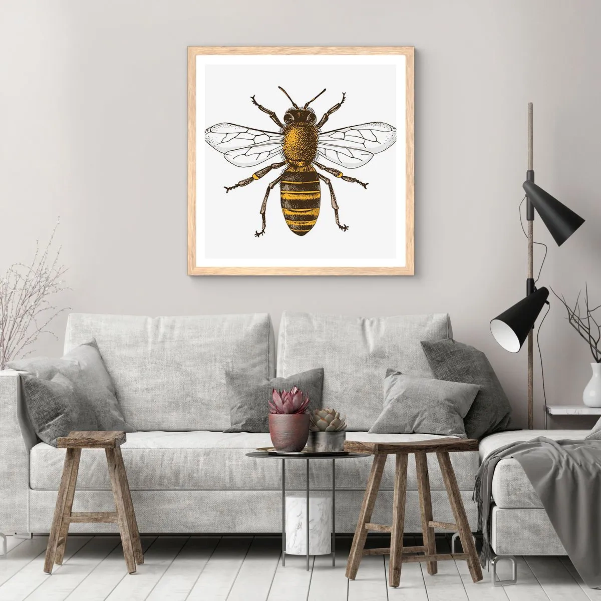 Affiche dans un chêne clair - Poster - Belle et bonne - 40x40 cm