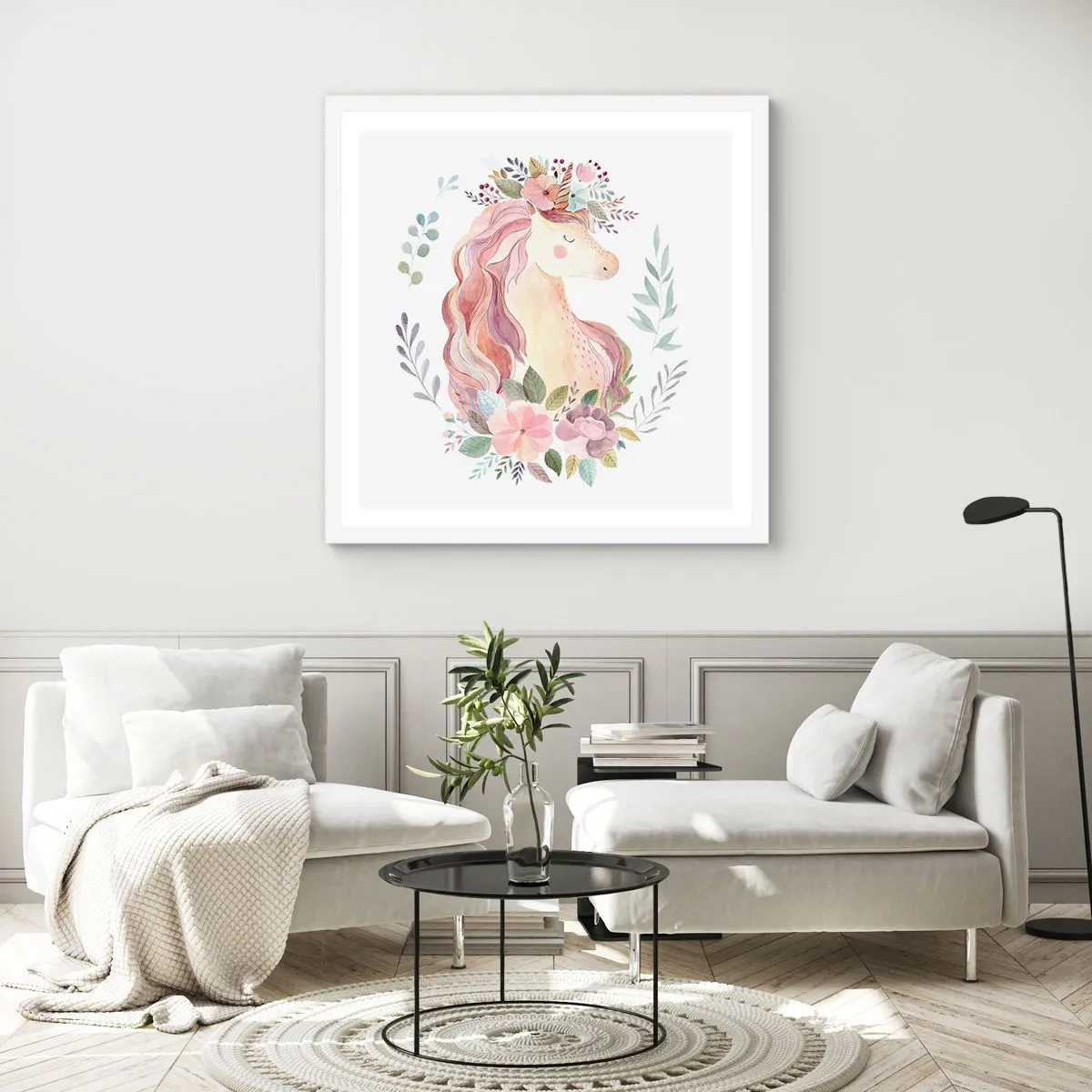 Affiche dans un cadre blanc - Poster - Invitation au monde des contes de fées - 60x60 cm