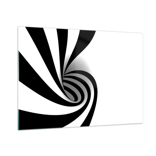 Impression sur verre - Image sur verre - Spirale abstraite en noir et blanc avec une forme dynamique - 100x70cm - Et pourtant ça tourne - Décoration murale moderne pour le salon et la chambre ARTTOR