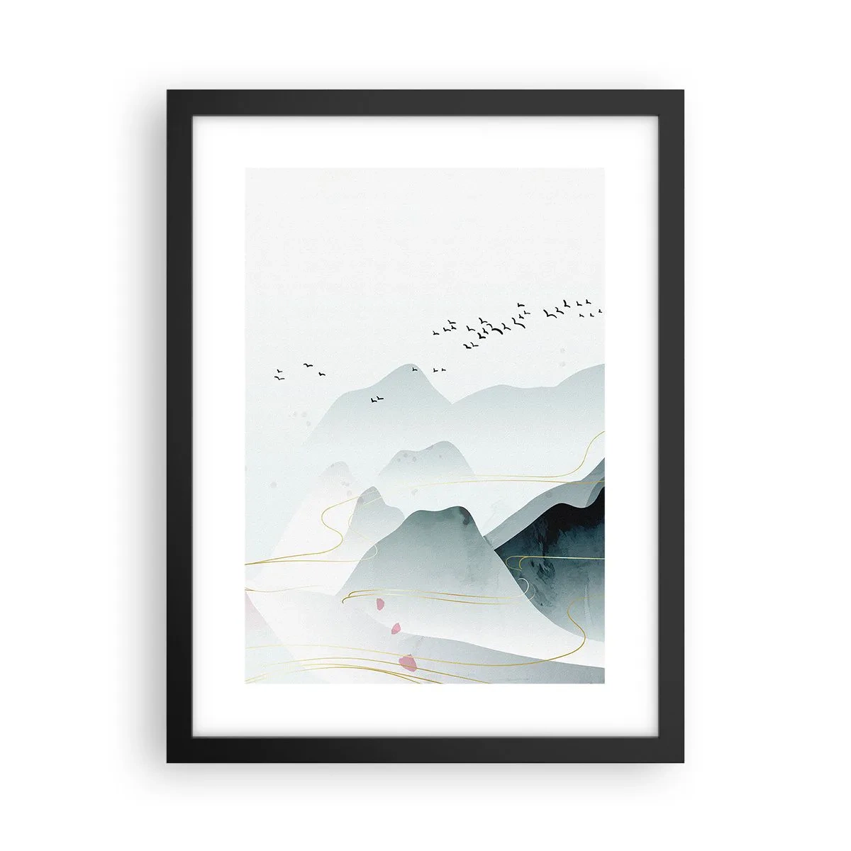 Affiche dans un cadre noir - Poster - Au-delà des sommets - 30x40 cm