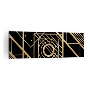 Impression sur toile - Image sur toile - Motifs géométriques dorés sur fond noir - 160x50cm - Géométrie en or - Décoration murale moderne pour le salon et la chambre ARTTOR