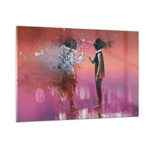 Impression sur verre - Image sur verre - Un personnage en réalité virtuelle avec une ombre diffuse - 120x80cm - Pouvez-vous regarder à l'intérieur de vous-même ? - Décoration murale moderne pour le salon et la chambre ARTTOR