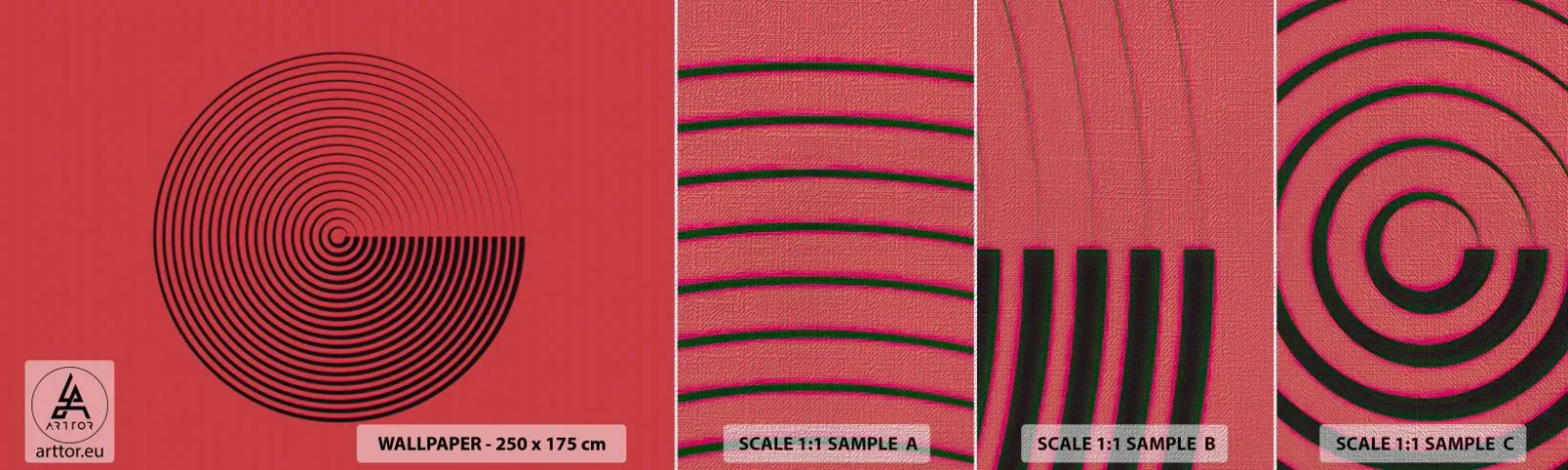 Échantillon de Papier Peint Premium Canvas - Mouvement circulaire - Minimalisme, Roue, Lignes - 100x30 cm