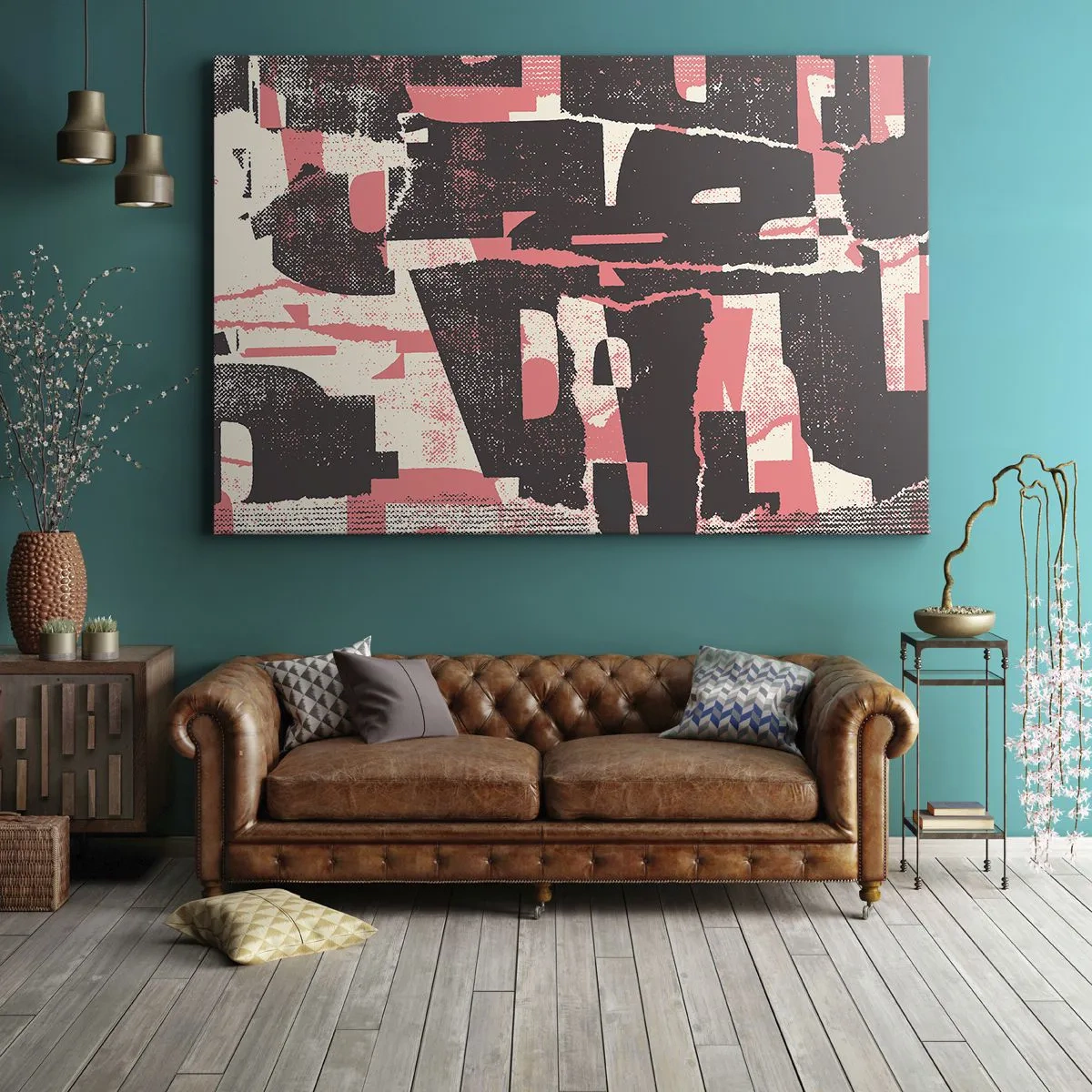 Impression sur toile - Image sur toile - Une composition abstraite dans les tons de rose et de marron. - 120x80cm - Tout ce tapage - Décoration murale moderne pour le salon et la chambre ARTTOR